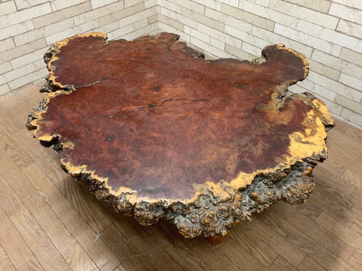 希少】厚み約6cm 花梨 瘤 コブ 瘤杢 輪切り 一枚板 天然木 座卓