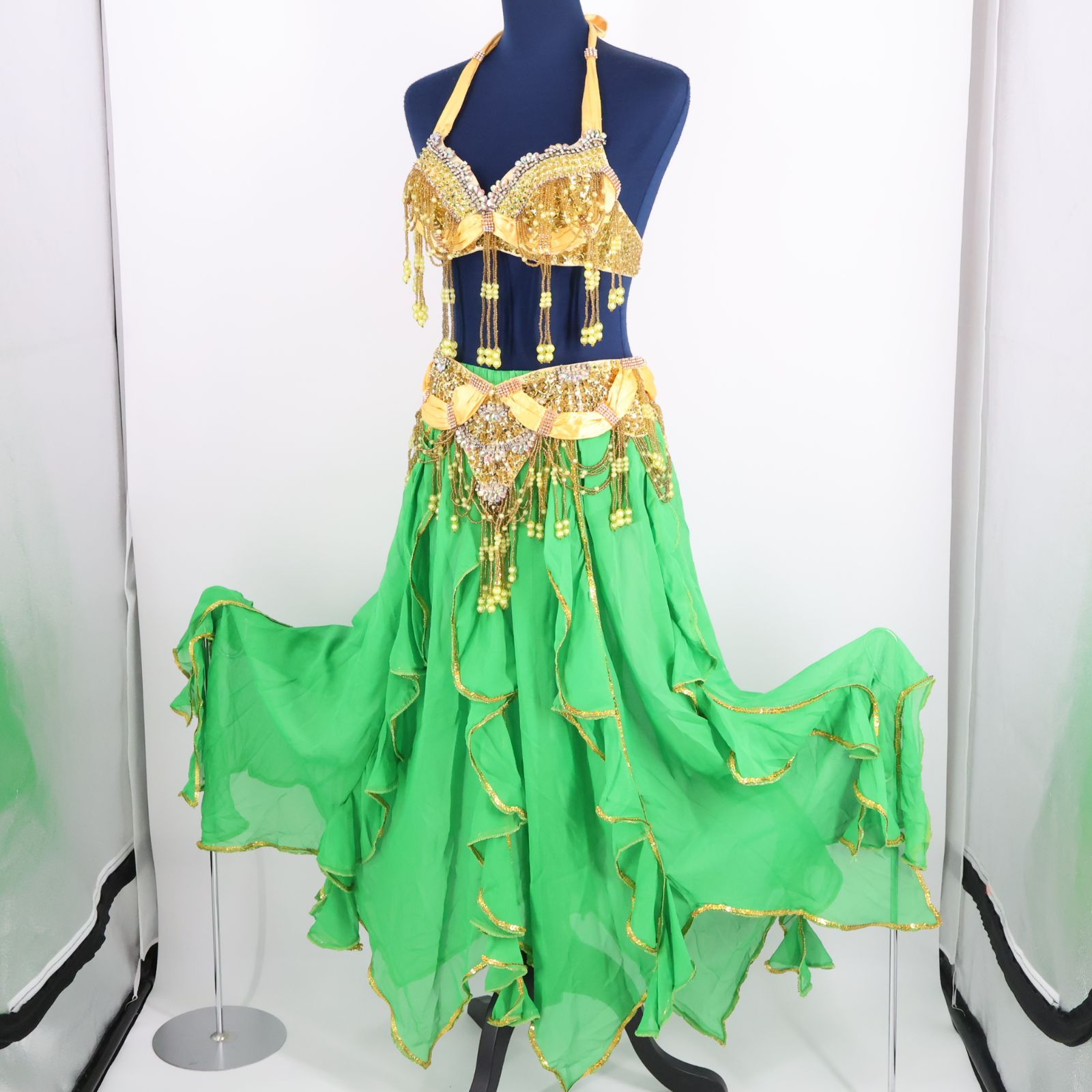 ベリーダンス衣装 セットアップ ブラスカート 緑 色変更可 オーダー