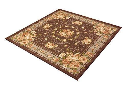 【新品・3営業日で発送】イケヒコ ナイロン 花柄 簡易カーペット 『撥水キャンベル』 ブラウン 約200×250cm