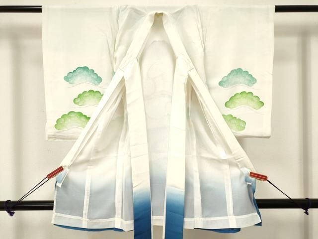 平和屋着物 夏物 お宮参り 男の子 祝着 産着 初着 のしめ 絽 刺繍 鳶 松文 暈し染め 銀糸 ma