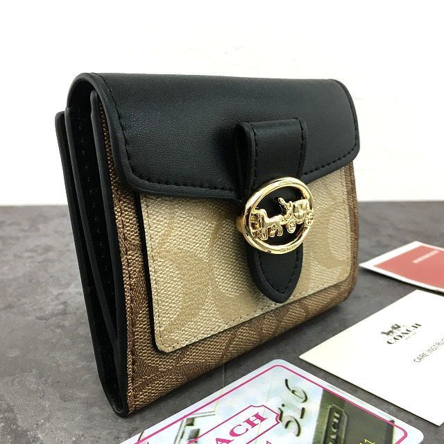 555 送料込み ♥品 COACH コンパクトウォレット 6261 Ｗホックウォレット ホースアンドキャリッジ