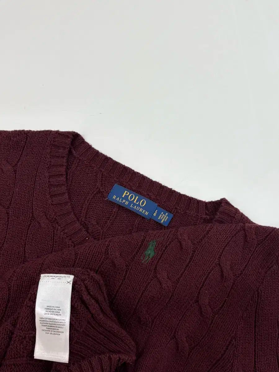 Polo ポロ Ralph Lauren ラルフローレン コットン バーガンディー ケーブル ニット セーター