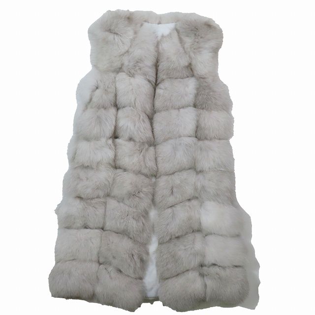美品 フォックスファー 本毛皮 リアルファー ロングジレ ベスト