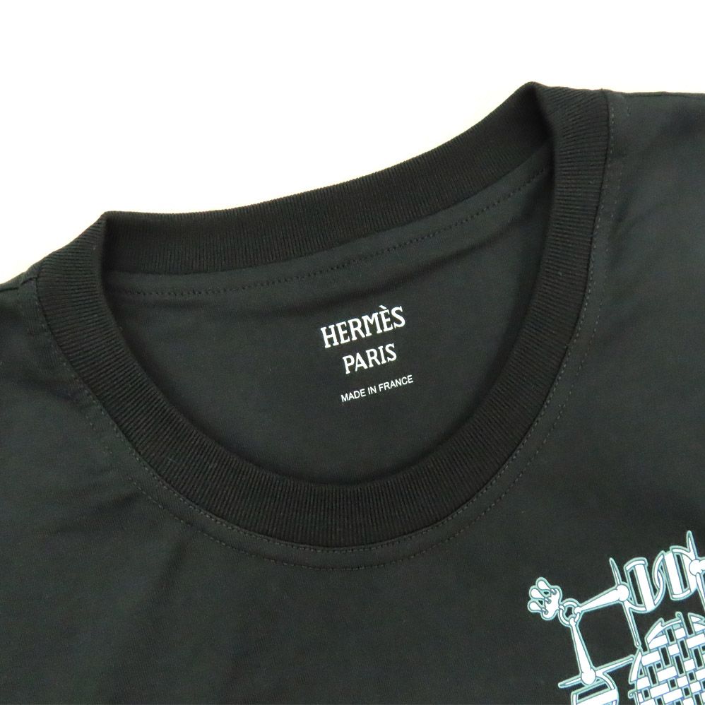 【名古屋】エルメス Tシャツ 4H4642DA ブラック サイズ36 コットン ラウンドネック トップス アパレル レディース 未使用 名古屋】エルメス Tシャツ 4H4642DA ブラック サイズ36 コットン