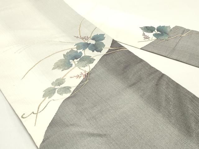 平和屋着物●九寸名古屋帯 蔦の葉花文 稲穂 金糸 正絹 DAAY0178ob