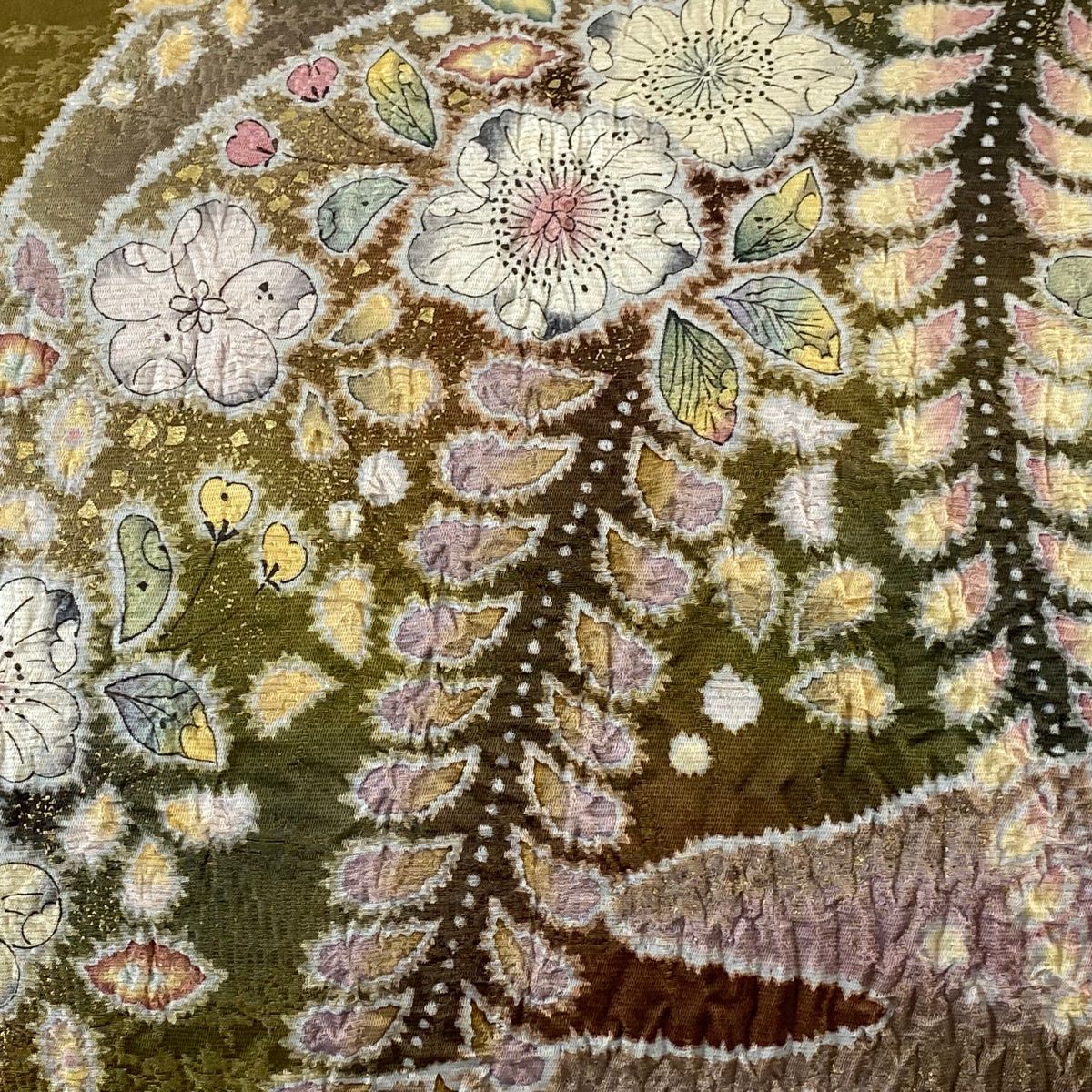 袋帯 美品 逸品 翠山工房 落款 辻が花 霞 金彩 金糸 山吹茶色