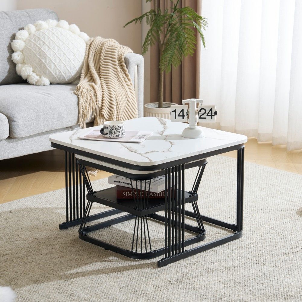 LOWYA 大理石調センターテーブル 正方形