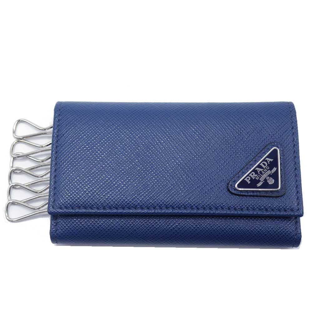 プラダ キーケース 6連 PRADA PORTACHIAVI GANCI IN PELL.TU 2PG222 QHH F0016 SAFFIANO TRIANGOLO | BLUETTE アウトレット メンズ
