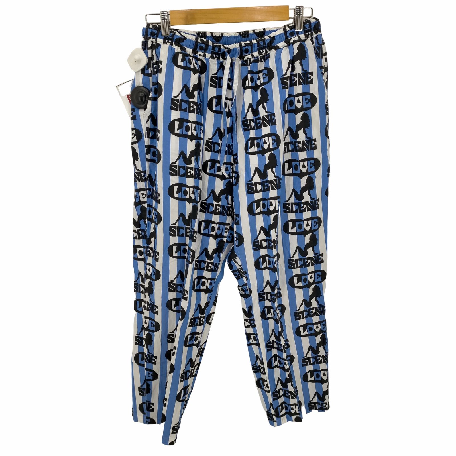 アロハブロッサム Aloha Blossom LOVE SCENE BLUE×WHITE STRIPE 総柄ストライプイージーパンツ メンズ JPN：46 