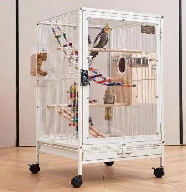  実用 クリアアクリル鳥かご 複数飼い大型インコ ケージ セキセイインコゴザクラインコオカメインコ鳥籠 前後クリアアクリル その他 鳥用品