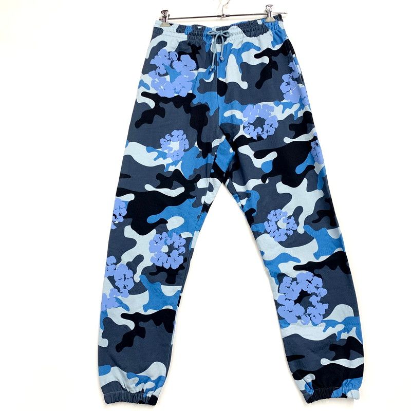 DENIM TEARS デニムティアーズ BLUE CAMO COTTON WREATH SWEATPANT ブルー カモ コットン リース スウェットパンツ サイズ L ブルー系 メンズ 153-250416-as-13-izu