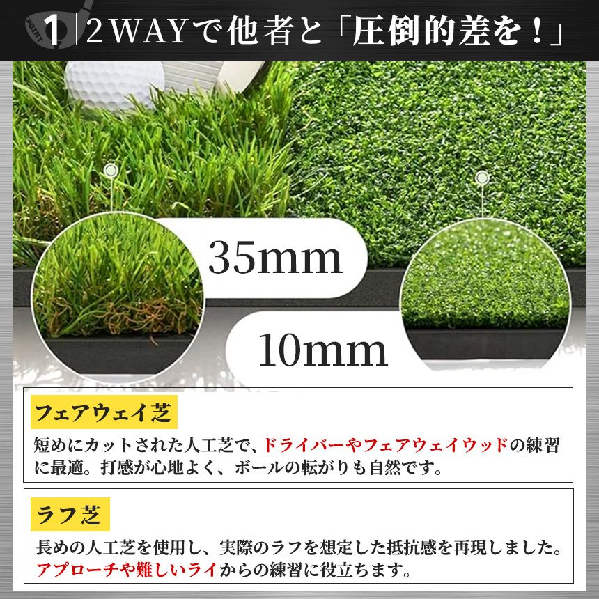 2個セット ゴルフマット ゴルフ練習マット ゴルフ 大型 スイング 素振り ゴルフ用品 ガイドライン 室内 自宅 屋外対応 人工芝 フェアウェイ ラフ 打ち分け 150×120cm スイング練習 ドライバー アプローチ アイアン ショット練習 WHITEMONARCHHOTEL_COM