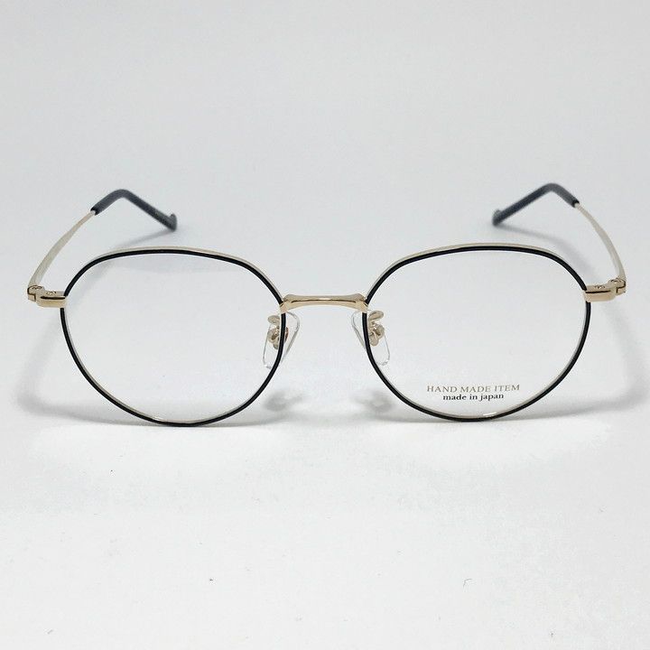 NOVA ノヴァ HAND MADE ITEM ハンドメイド 国産 ラウンド ボストン クラシック 眼鏡 メガネ フレーム サングラス H3101-2-49 度付可 ブラック ゴールド