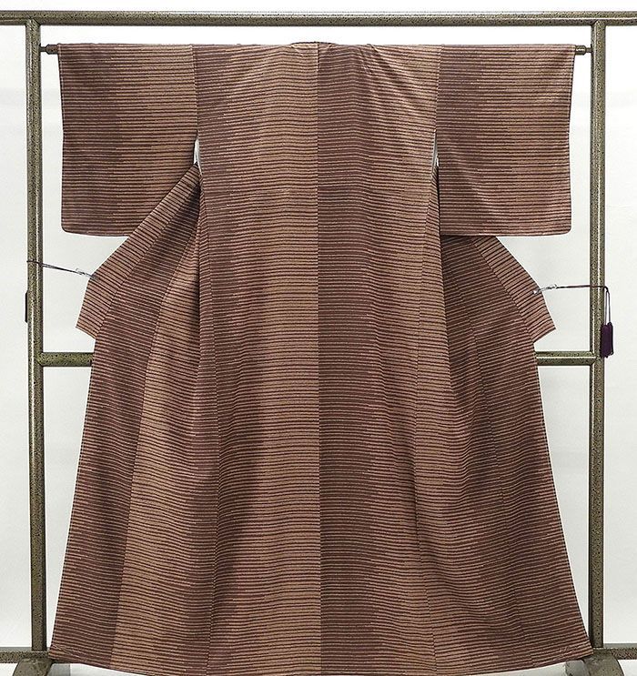 小紋 未着用 正絹 横段模様 身丈158.5cm 裄丈64cm 小紋 新古品 着物 カジュアル c0298