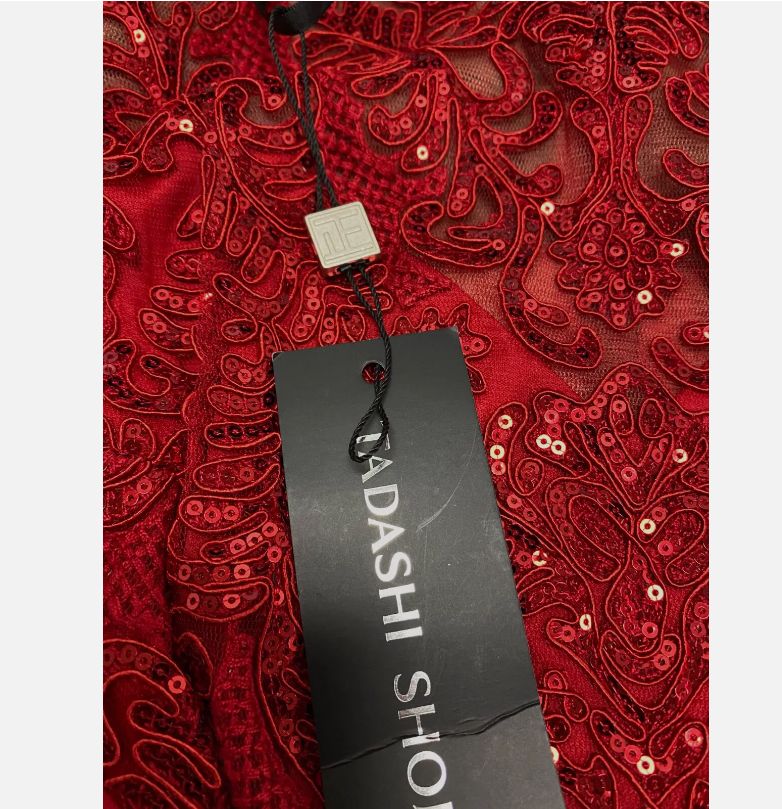 新品】タダシショウジ US4 美しいロイヤルレッドのロングレースドレス 