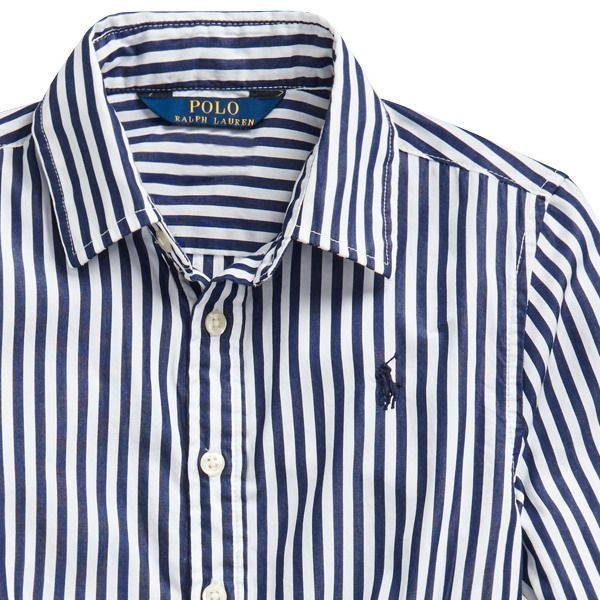  ラルフローレン 長袖ストライプシャツワンピース 七分袖 長袖 ワンピース