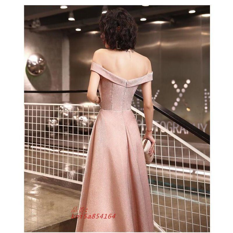 オフショルダー ロング丈ドレス ウエディングドレス パーティードレス ステージ衣装 二次会 結婚式ドレス 披露宴演奏会 発表会 ナイトドレス Aライン 成人式 kni5a854164