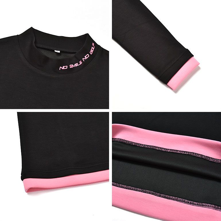 エアーポンチ素材長袖モックネック-テーパードゴルフパンツセットアップ