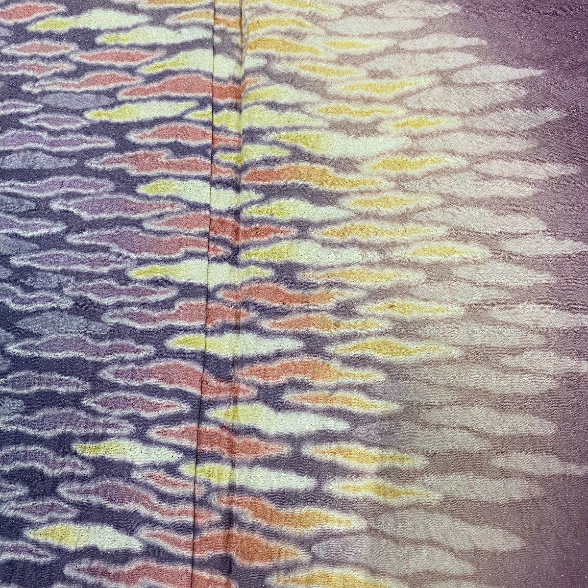 付下げ 身丈155cm 裄丈64cm M 袷 霞 ぼかし 金通し 紫 正絹 名品  