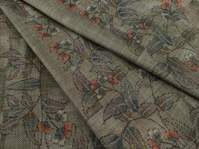 平和屋着物○本場大島紬 カタス9マルキ 色紙草花文 正絹 逸品 未使用