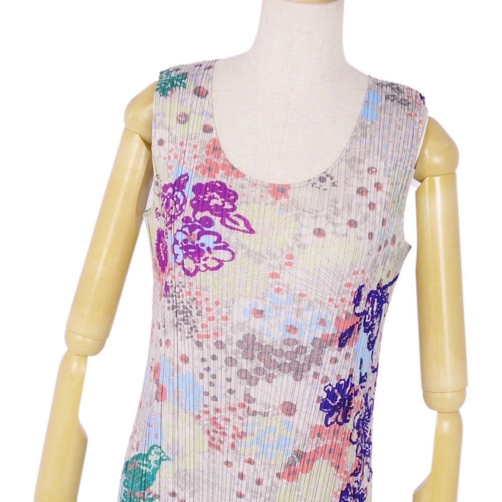 【美品XL】プリーツプリーズ イッセイミヤケ ロングワンピース サイズ4 総柄 美品】プリーツプリーズ…ワンピース 美品XL】プリーツプリーズ