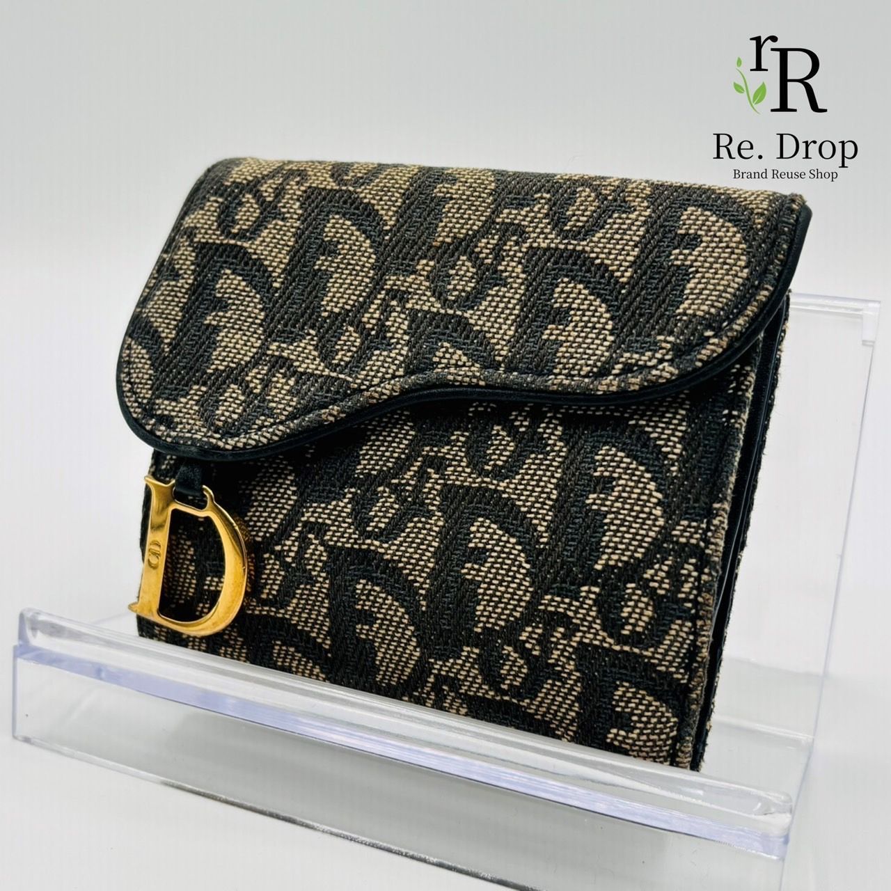 Christian Dior 三つ折り財布 ネイビー/グレー Christian Dior 