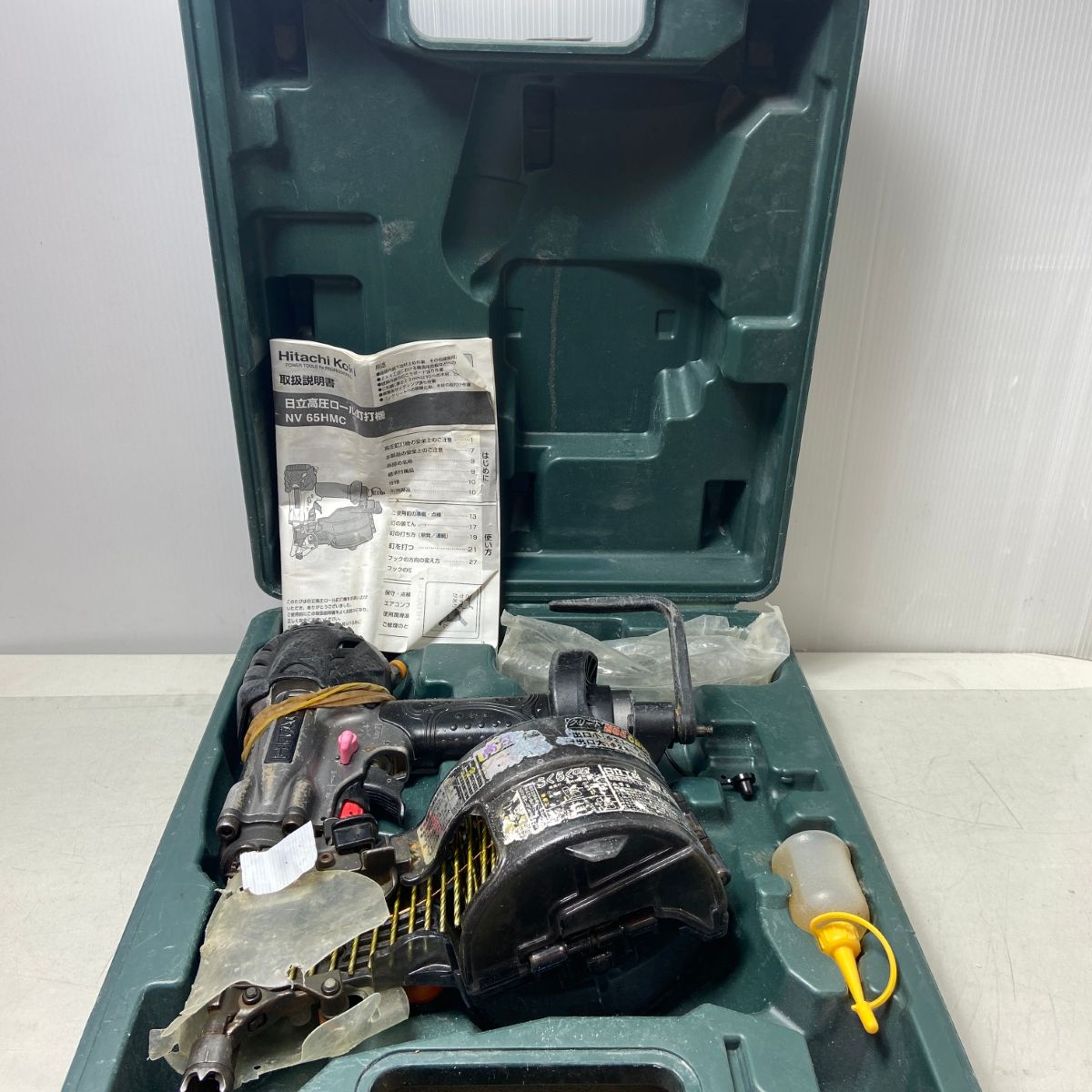 1円 HITACHI 日立 65mm 高圧ロール釘打機 NV65HMC エア釘打ち機 動作品 f001 HITACHI 日立 65mm 高圧ロール釘打機 NV65HMC (6811)