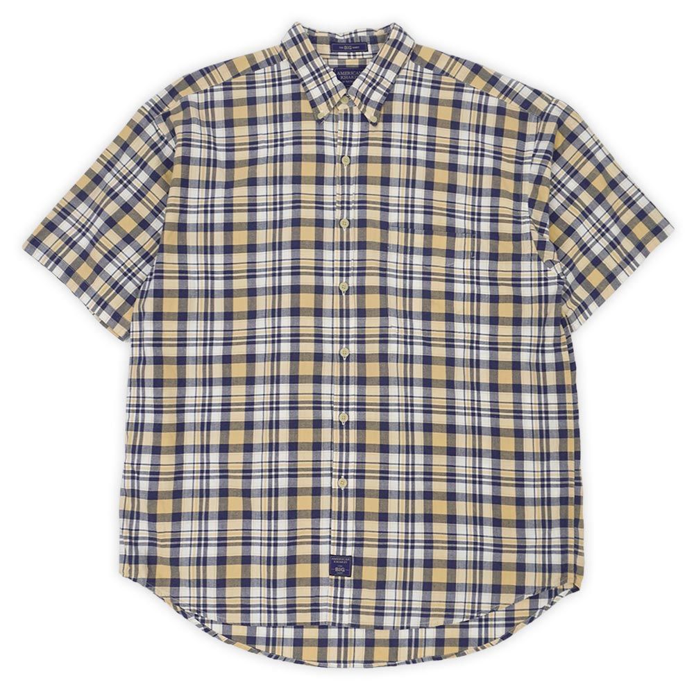 古着 ヴァンヒューゼン VAN HEUSEN ボーダー柄 半袖 ボタンダウンシャツ USA製 メンズL相当 /eaa549850 古着 ヴァンヒューゼン VAN HEUSEN ボーダー柄 半袖 ボタン