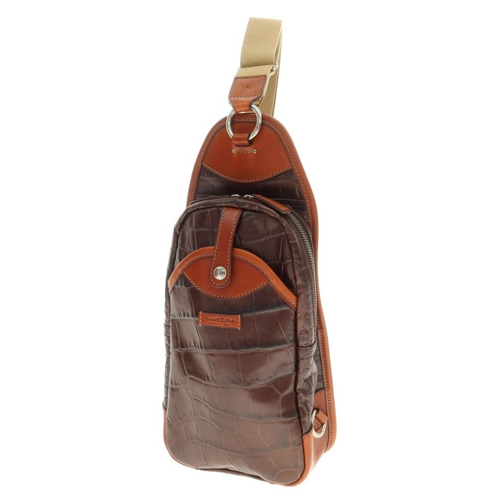 【中古】ダニエルアンドボブ Daniel u0026 Bob TOMORROWLAND別注 型押しレザー ショルダーバッグ ブラウン【W16.5xH30xD6.5】【メンズ】