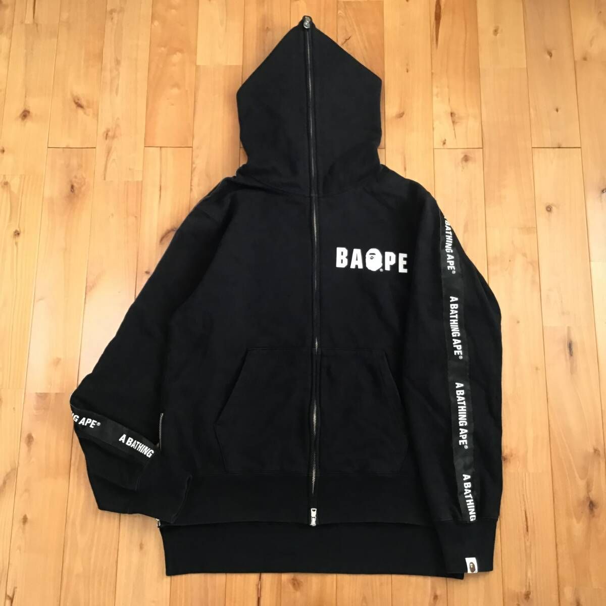 BAPE LOGO フルジップ パーカー Mサイズ ブラック a bathing ape BAPE 
