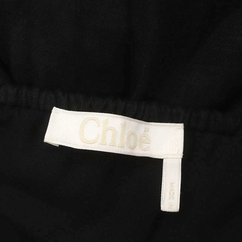 クロエ CHLOE リネンタイバックドレス ワンピース キャミワンピース ロング 34 黒 ブラック /DF ■OS