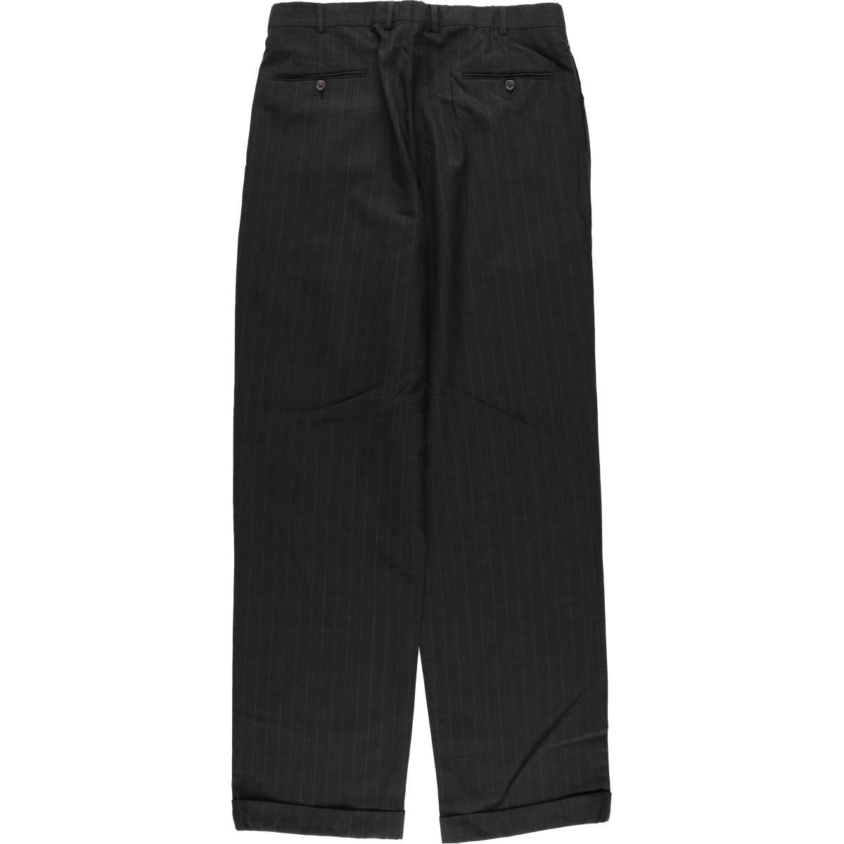 古着 ブルックスブラザーズ Brooks Brothers ストライプ柄 ツータック ウールパンツ スラックス メンズw35相当 eaa580329