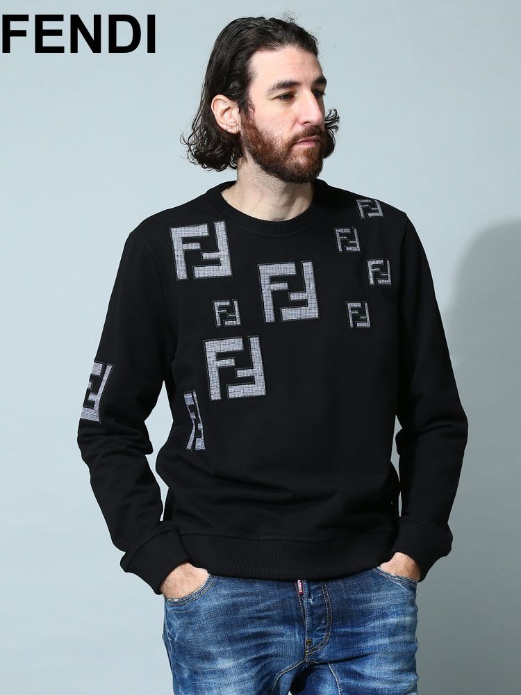 FENDI (フェンディ) ギンガムチェックFF クルーネック トレーナー FDFY0178AKE2 (ブラック)