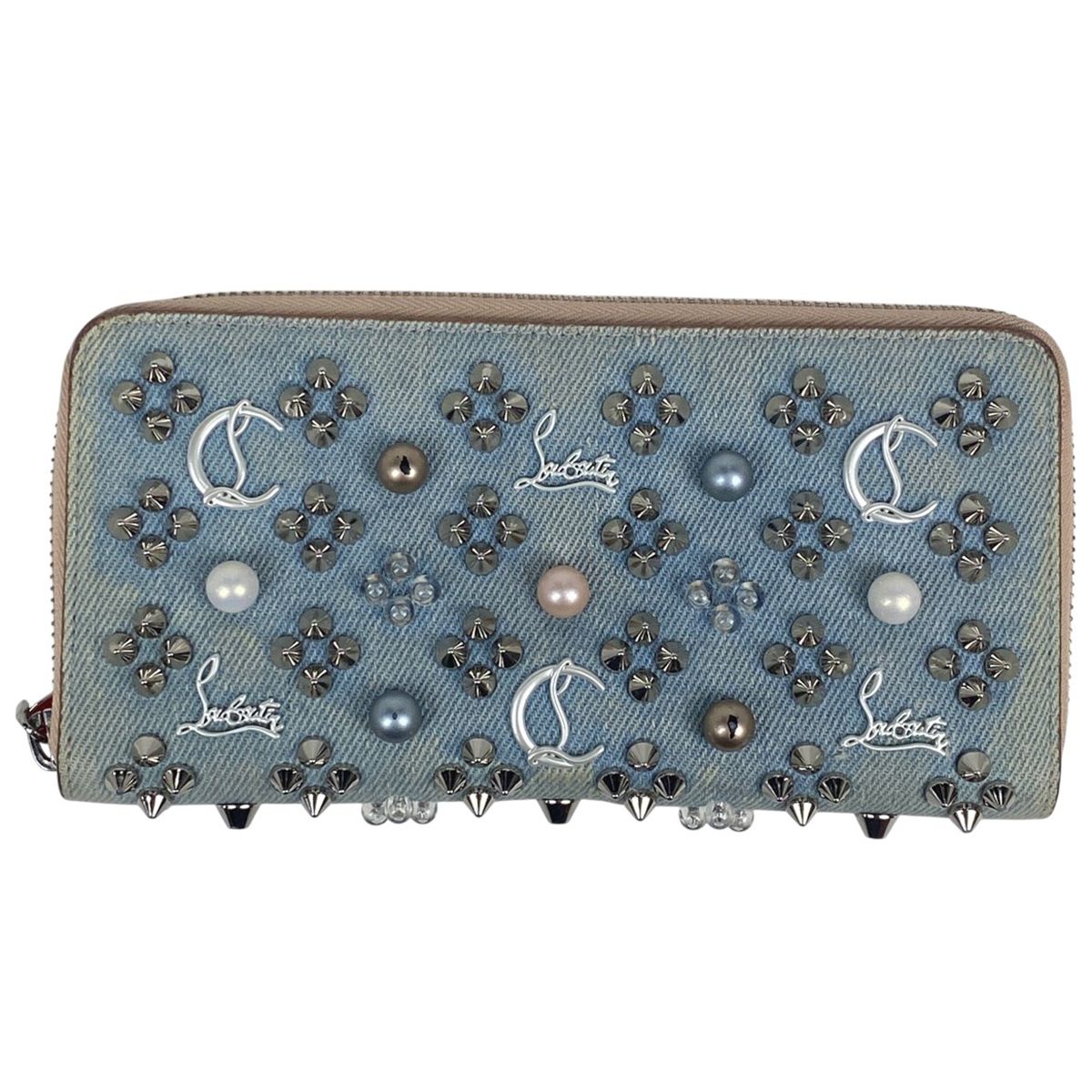 クリスチャンルブタン　ラウンドファスナー　ネイビー 長財布 ルブタン 財布 紺色 クリスチャンルブタン ラウンドファスナー 長財布