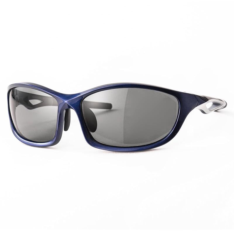 エーフィット スポーツサングラス メンズ 偏光サングラス 紫外線カット 偏光スモークレンズ ブルー ホワイト AF-S203HN-C6