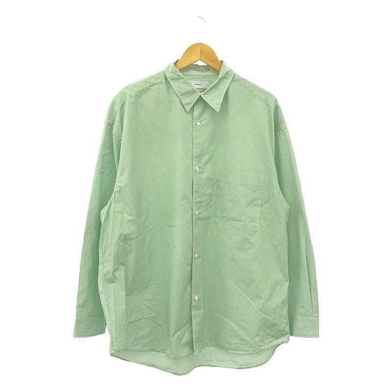 【美品】  Graphpaper / グラフペーパー | 2022AW | × Thomas Mason for GP L/S Oversized Regular Collar Shirt / オーバーシャツ | F | グリーン/ホワイト | メンズ
