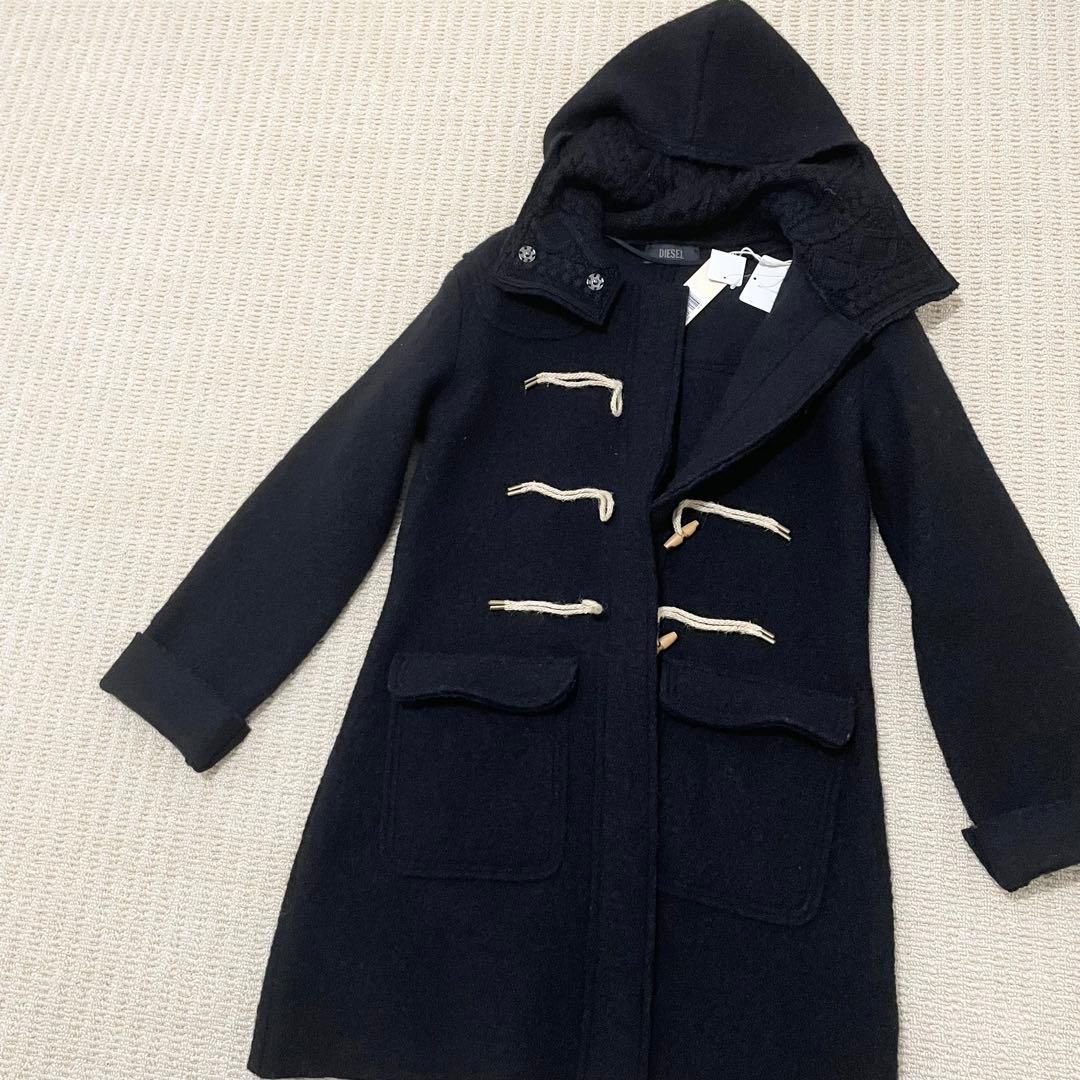 ♥ ディーゼル ダッフルコート 黒 ウール フード ニット WWW_MORNINGWALKER_COM