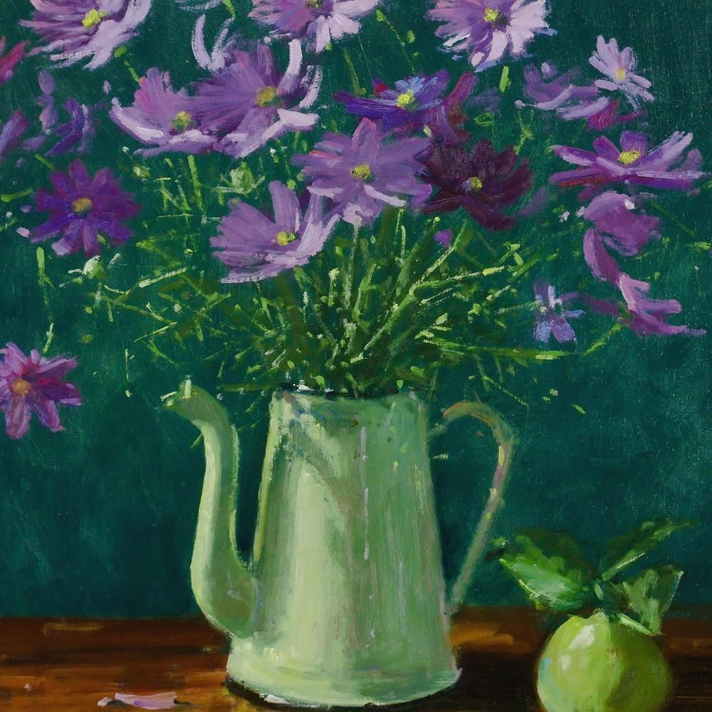 真作 WISH 若山茂 コスモス 油彩 8号 1989年作 卓上の秋桜たち 〇ヨーロッパ情景画家 パリ在住 ル サロン会員 25092546 WWW_IBETON_RU