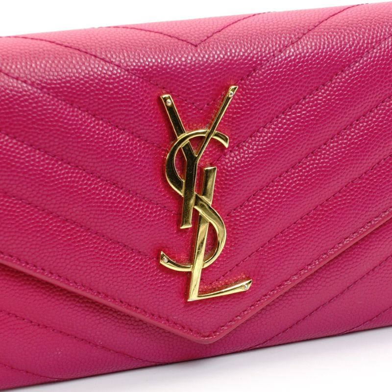 サンローラン SAINT LAURENT 長財布 Vステッチ YSL カサンドラ レザー 
