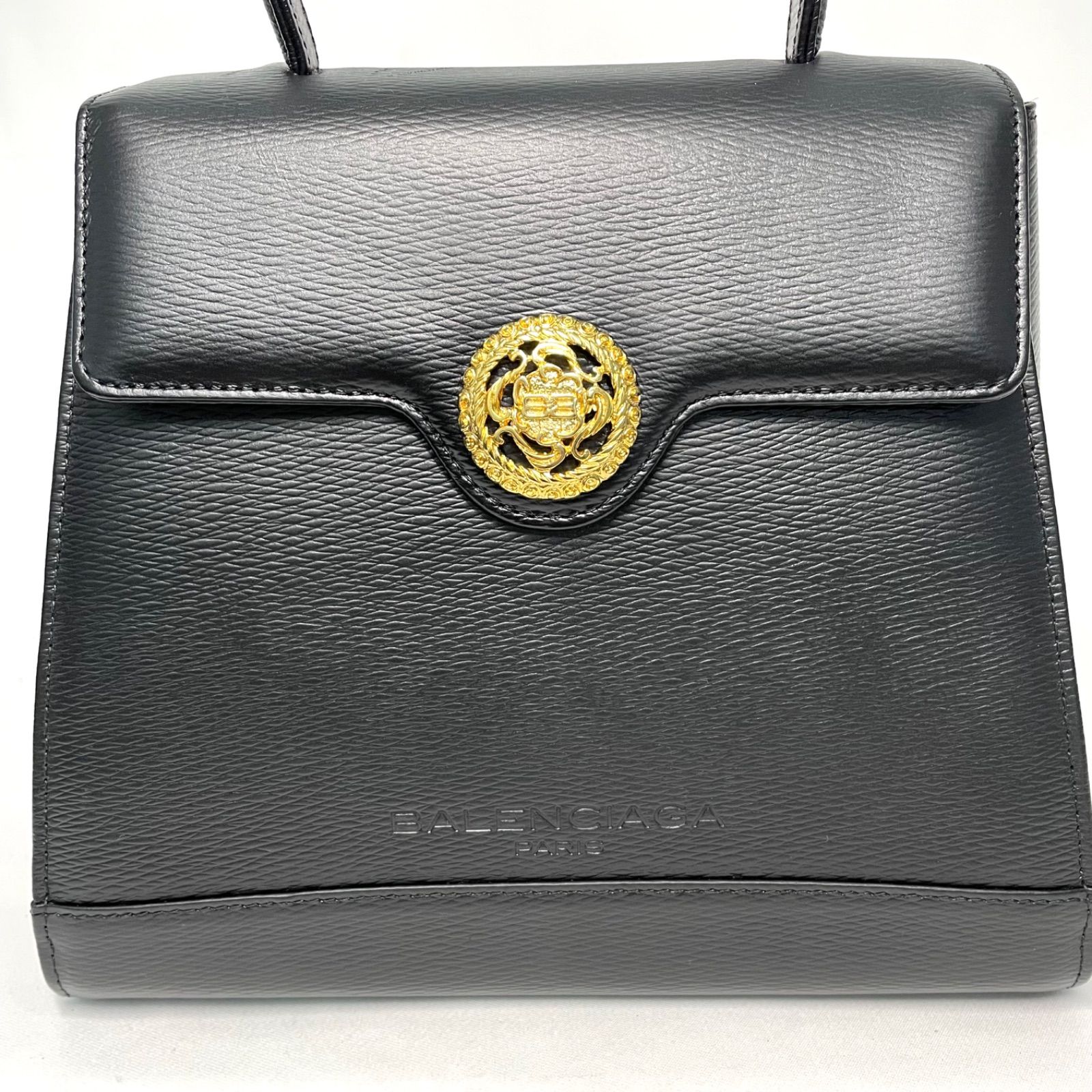 BALENCIAGA バレンシアガ レザー ハンドバッグ ゴールド金具 ブラック 
