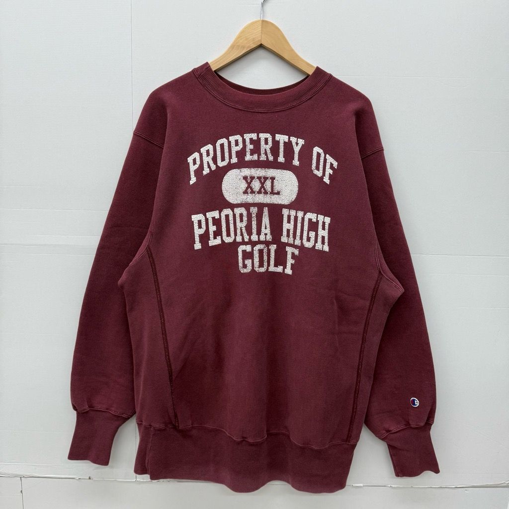 90s Champion Reverse Weave Sweatshirt メキシコ製 4段プリント サイズXL チャンピオン 90年代 刺繍タグ リバースウィーブ スウェット トレーナー バーガンディ ボルドー カレッジ X0449-001 □217