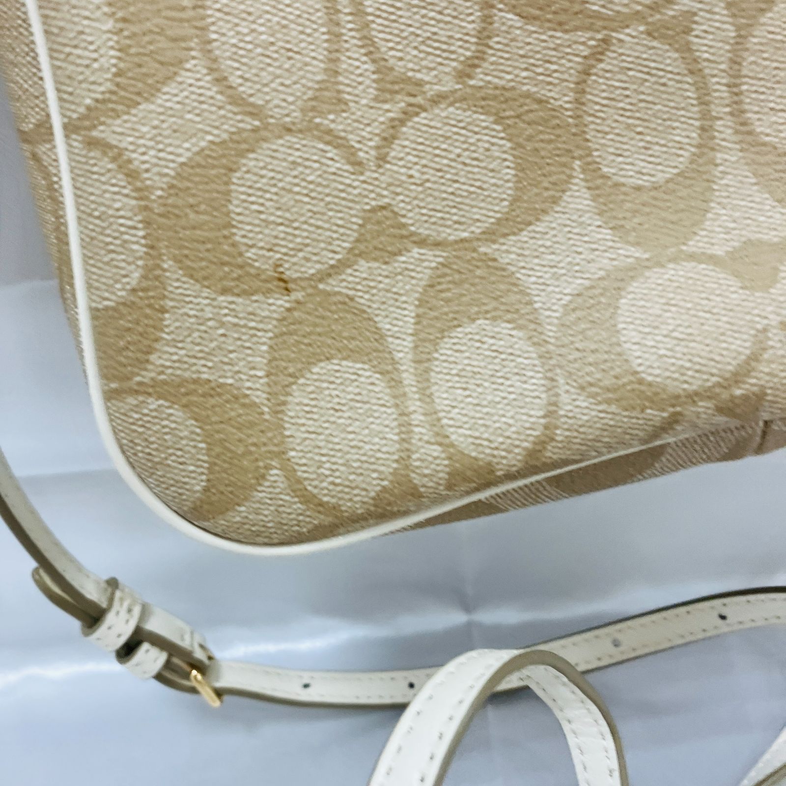 【未使用級】　COACH アクセサリーポーチ　キャンバス ×レザー　アイボリー 楽天市場】コーチ COACH 小物 アクセサリーポーチ レディース