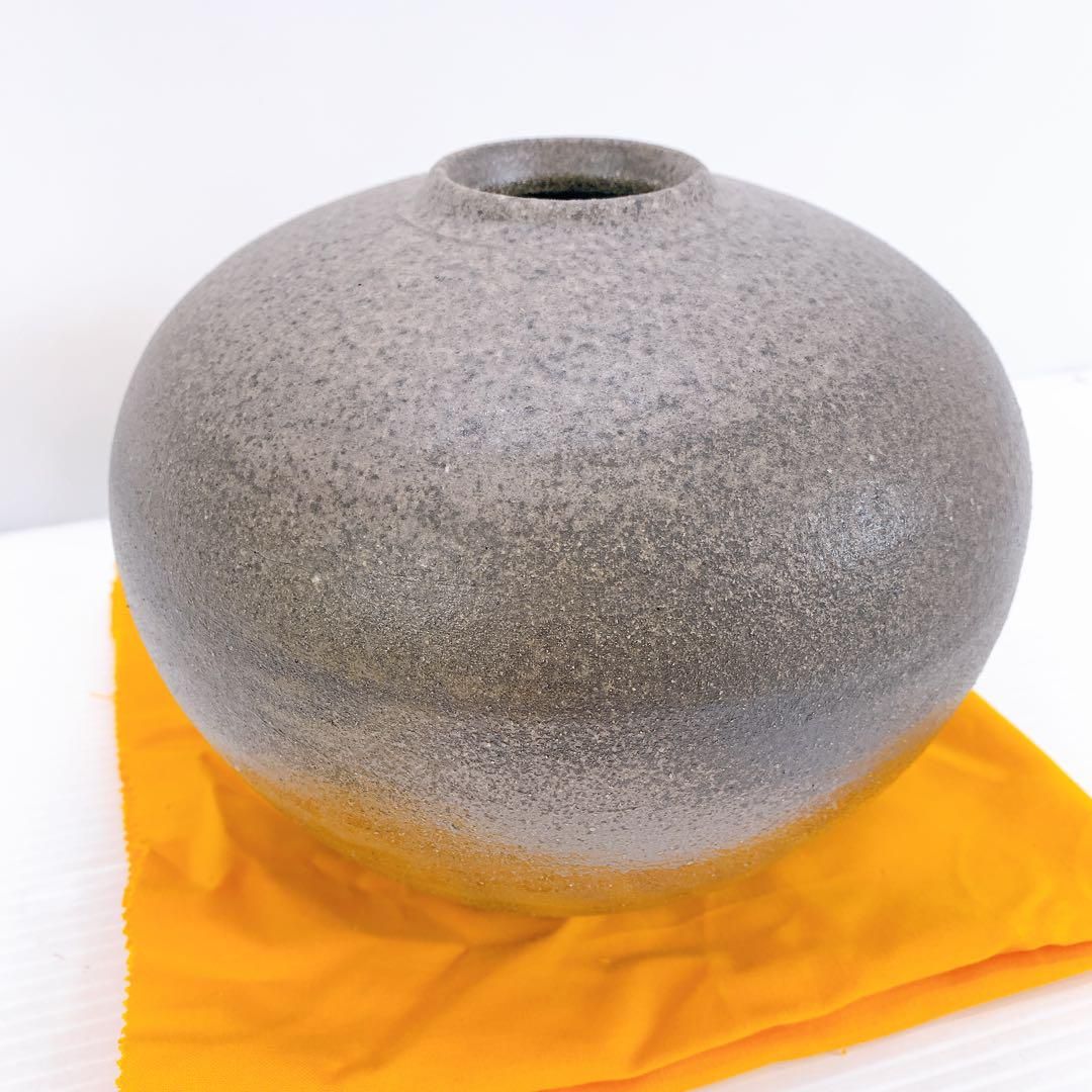 珠洲焼　自然釉　大振り　壺　花器　花瓶 花生　共箱　工芸品　陶芸　骨董品 珠洲焼 自然釉 大振り 壺 花器 花瓶 花生 共箱 工芸品 陶芸 骨董