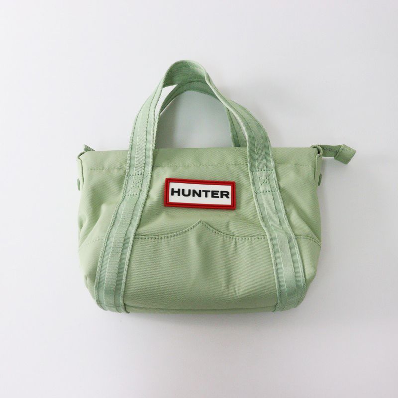 美品 ハンター HUNTER ミニ トップ クリップ トートバッグ/グリーン 