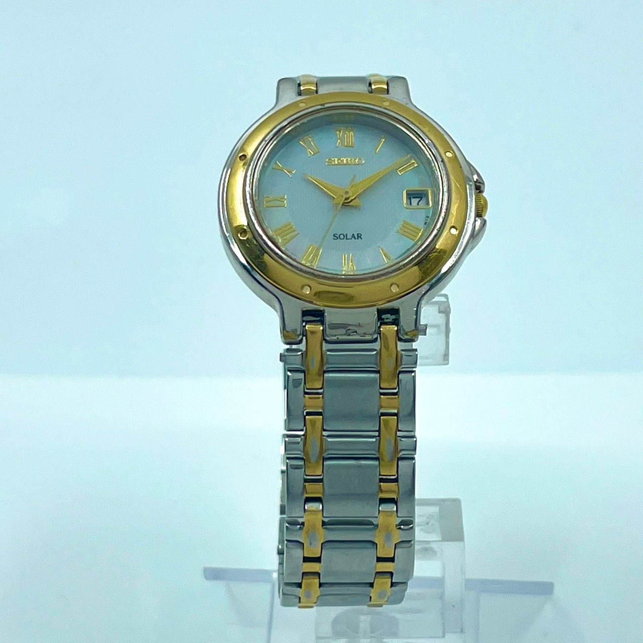 稼働/美品】セイコー 腕時計 V182-0020 ソーラー レディースウォッチ  