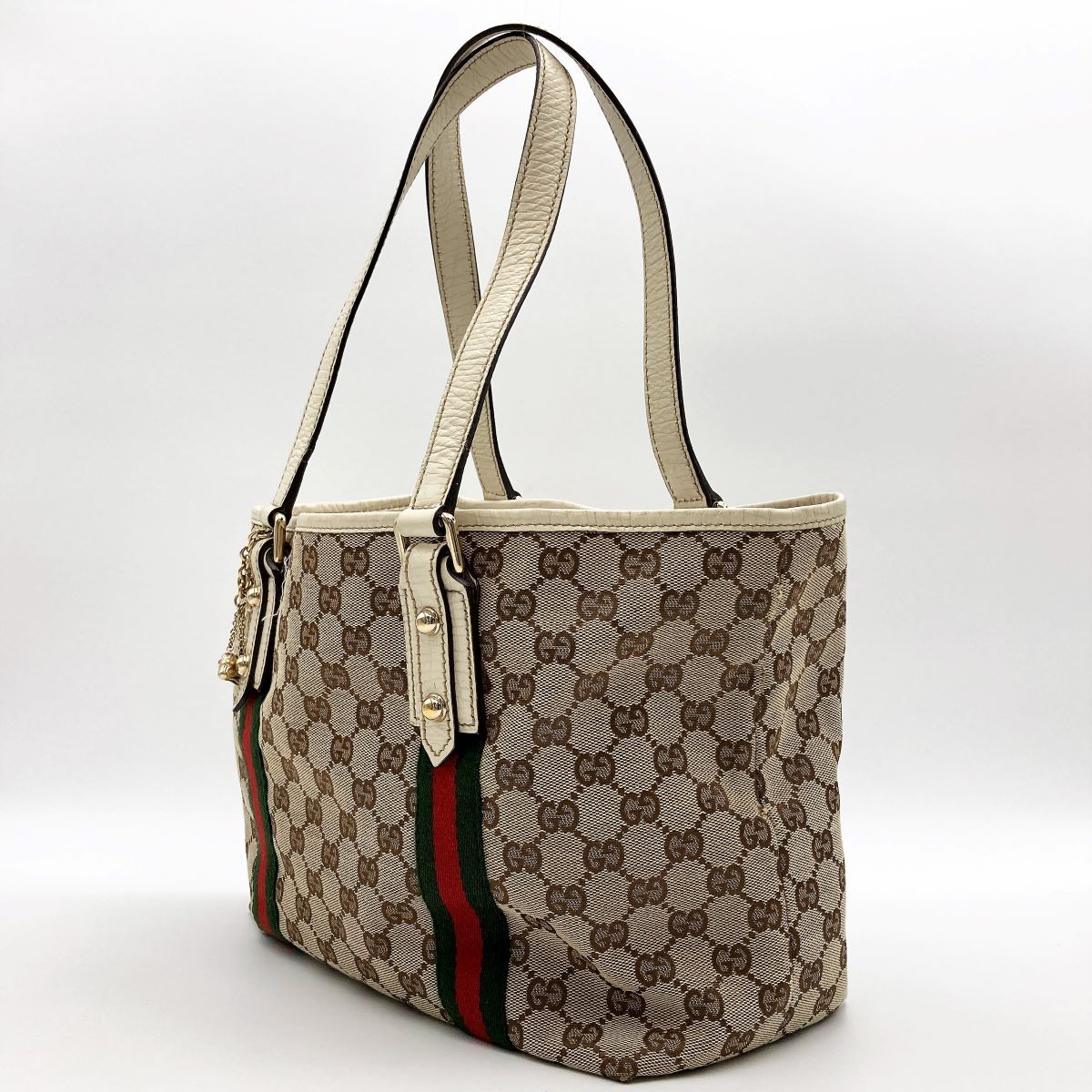 GUCCI グッチ GGキャンバス トートバッグ ショルダーバッグ 肩掛け バッグ シェリーライン ベージュ レディース 137396 USED 中古