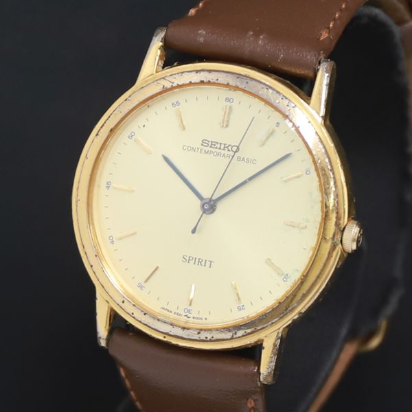 QZ セイコー スピリット 5S21-6000 ゴールド文字盤 レディース腕時計