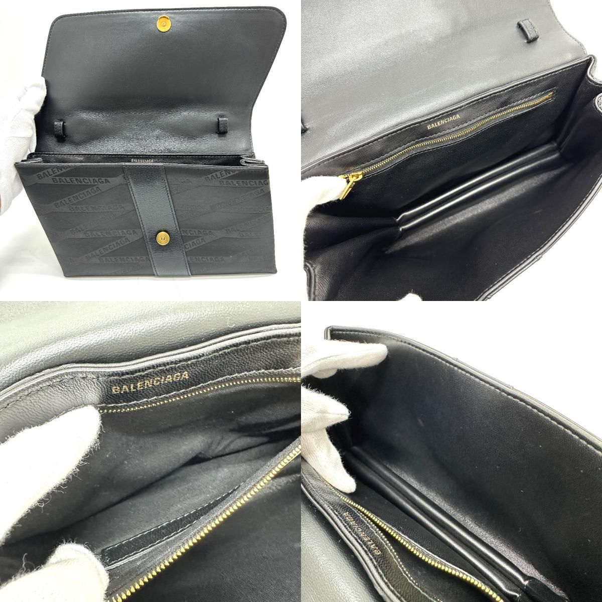 バレンシアガ BALENCIAGA SHIFT BAG M 580161 ロゴ 2WAY カバン ショルダーバッグ ナイロン/レザー ブラック