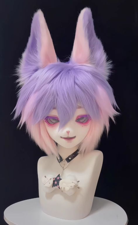 着ぐるみヘッド kigurumi NO.42 キツネ パープル ファースーツ 全頭ヘッド ケモノ マスク ぬいぐるみ コスプレ コスチューム