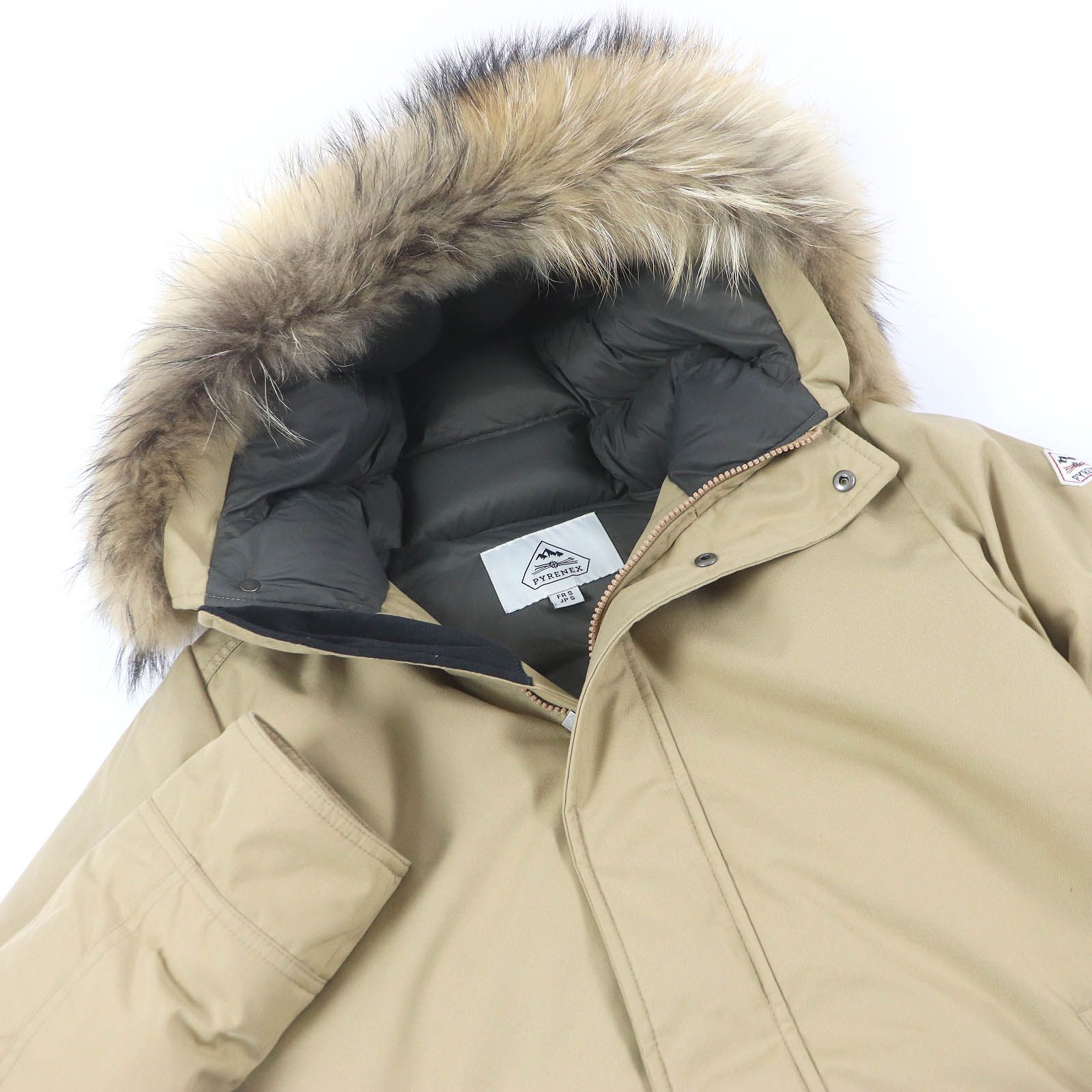 美品□Pyrenex ピレネックス ANNECY FUR ロゴワッペン ファー  